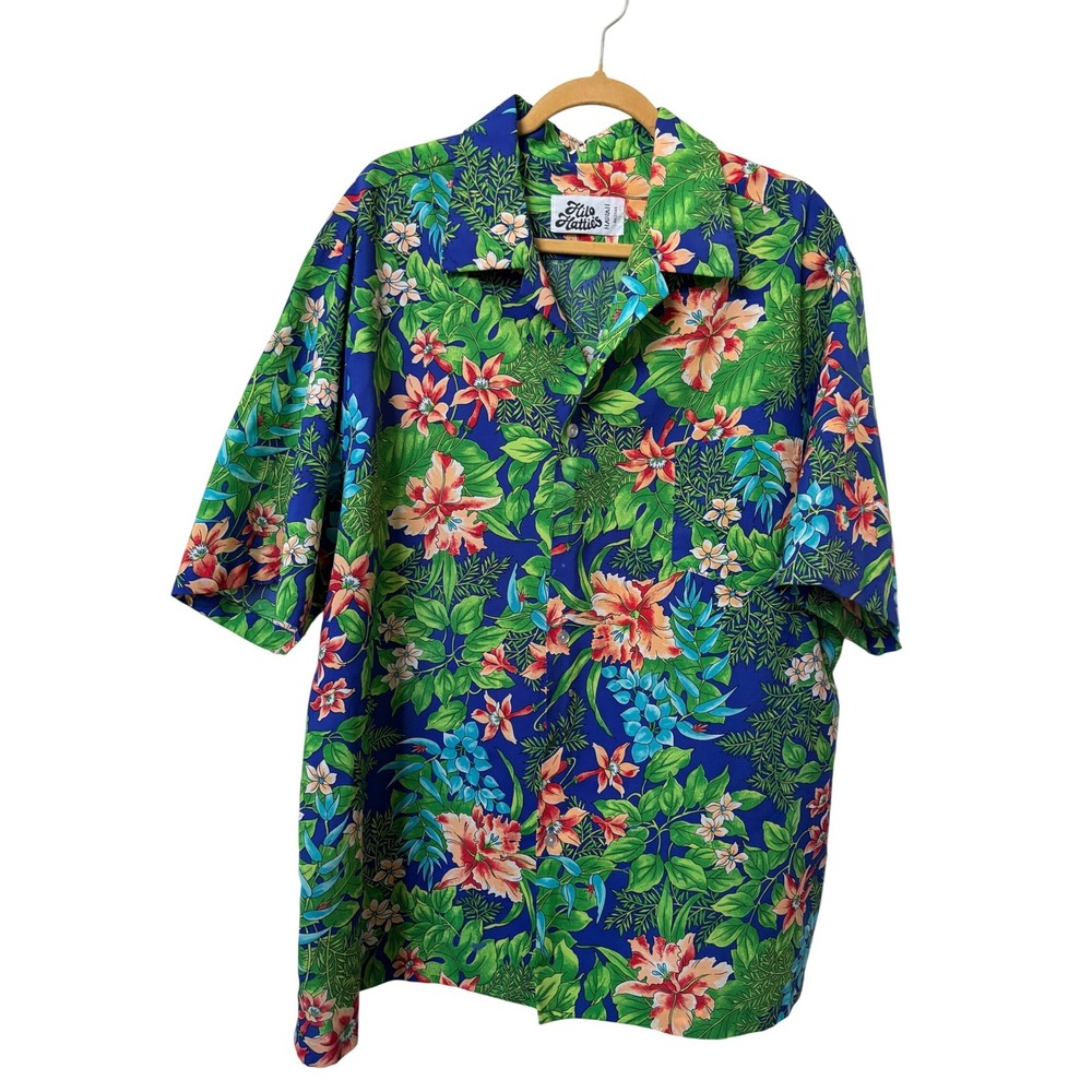 Vintage Hilo Hattie Mens Hawaiian Shirt Floral Tropical Camp Button Up XL Hawaii